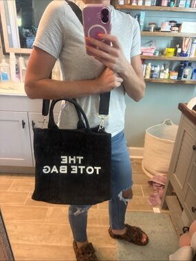 Amazon Black Canvas Tote with White 'THE TOTE BAG' Lettering